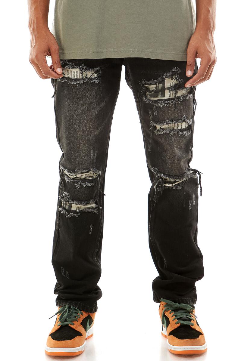 KDNK 'Distressed' Regular Jeans (Black) KND4531 - Fresh N Fitted Inc