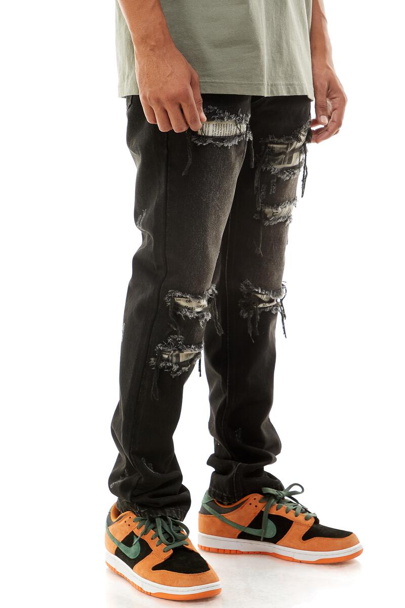 KDNK 'Distressed' Regular Jeans (Black) KND4531 - Fresh N Fitted Inc
