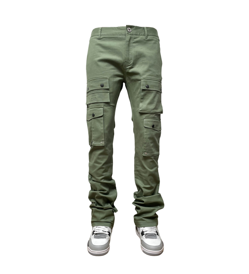 Genuine Twill Stacked Pants (Olive) GN167 - Fresh N Fitted Inc