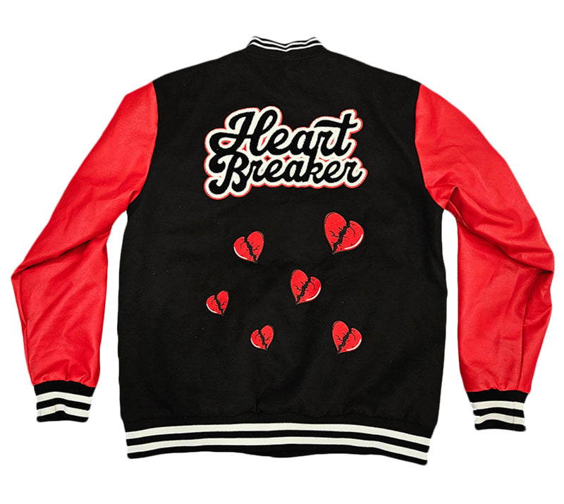 PG Apparel 'Heart Breaker' Varsity Jacket (Black/Red) - Fresh N Fitted Inc