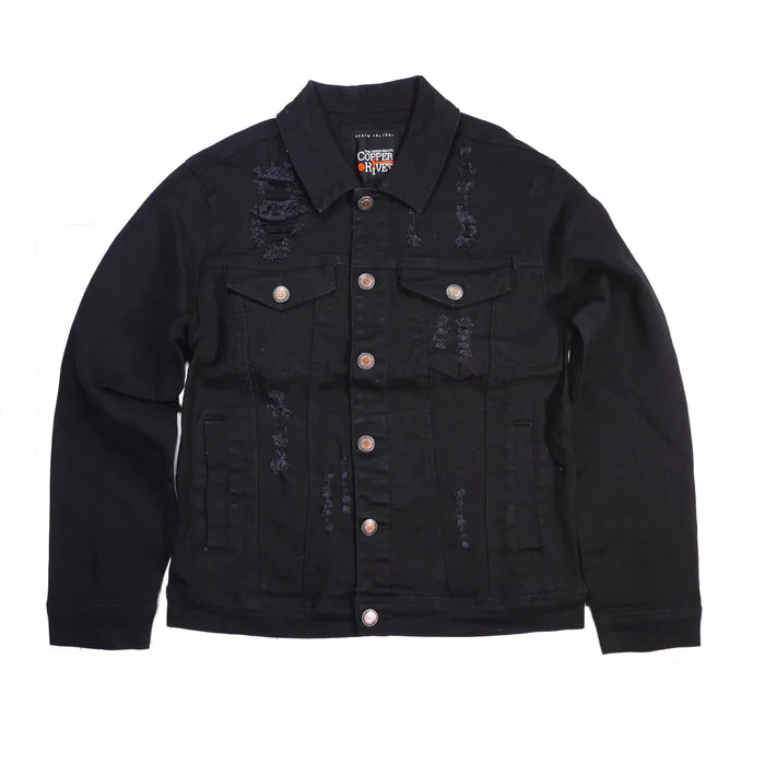 Copper Rivet Denim Jacket (Black) 913511 - Fresh N Fitted Inc