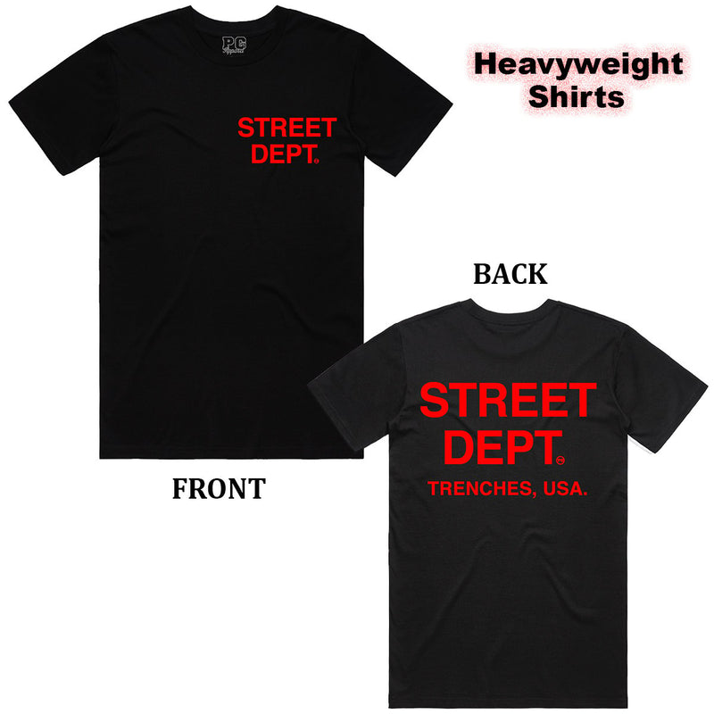PG Apparel 'Street Dept' T-Shirt (Black/Red) STDPT100 - Fresh N Fitted Inc