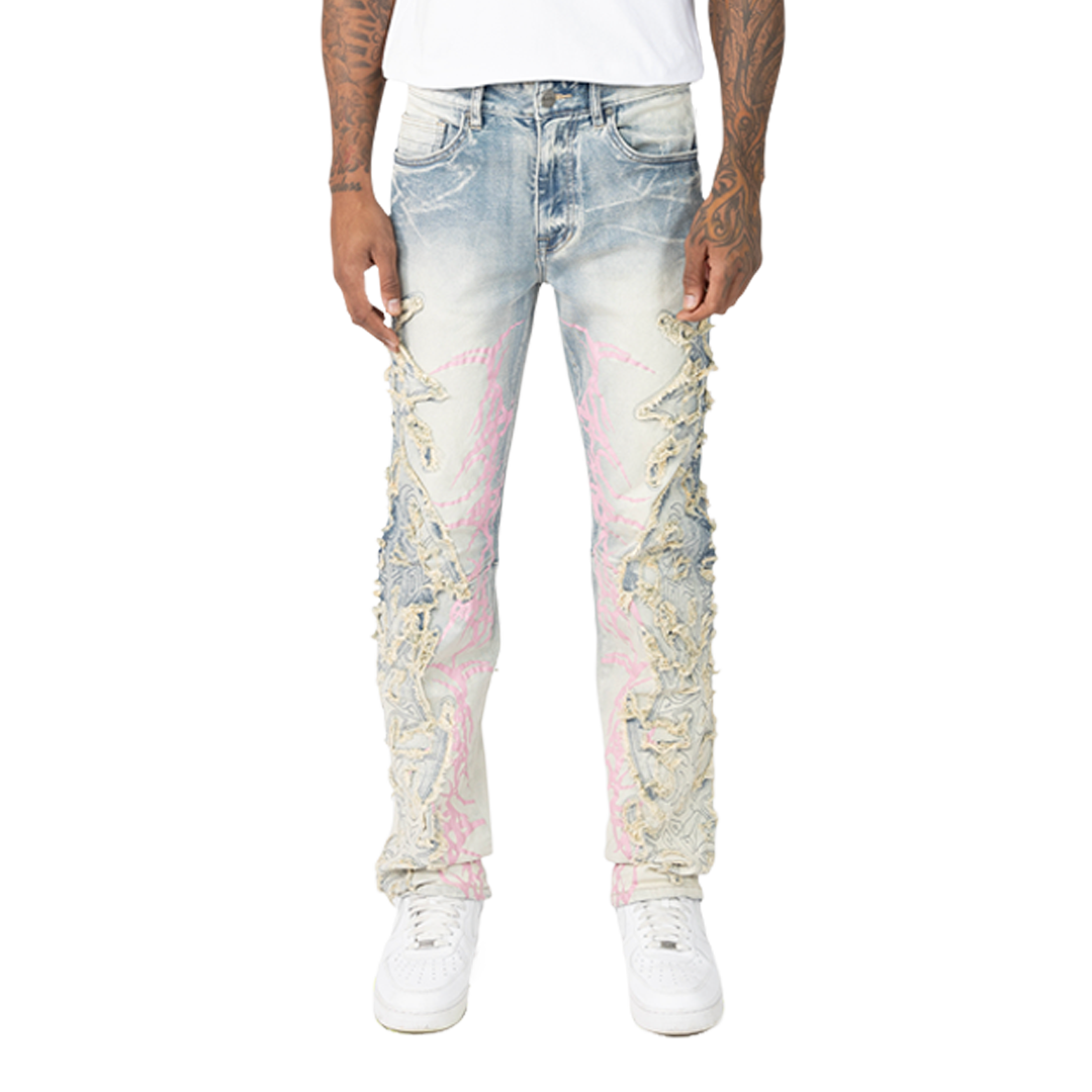 Smoke Rise 'Fray Patch' Denim (Ombre Blue) JP25126 | FRESH N