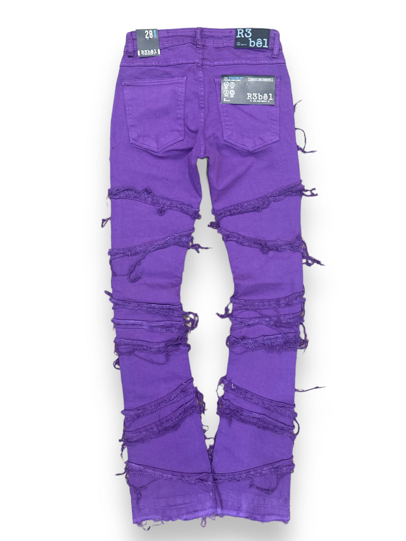 Rebel Minds 'Rip & Fray' Twill Stacked Denim In Purple - 641-648 - Fresh N Fitted Inc