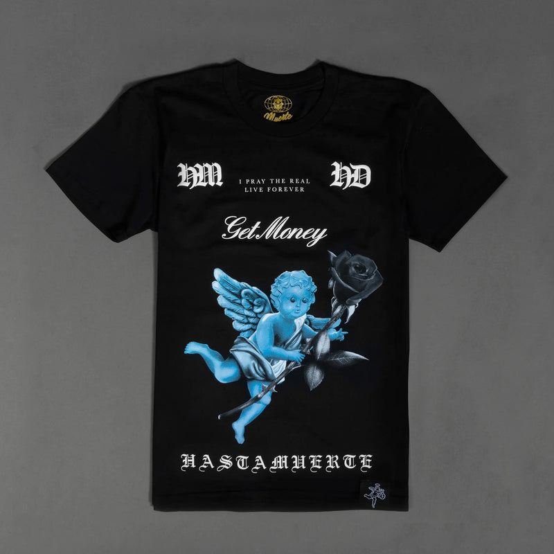 Hasta Muerte 'Pray The Real Blue Angel' T-Shirt (Black) - Fresh N Fitted Inc