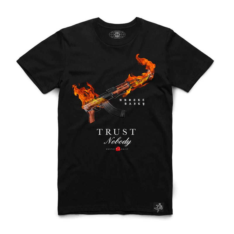 Hasta Muerte 'Burning AK HDTN' T-Shirt (Black) - Fresh N Fitted Inc