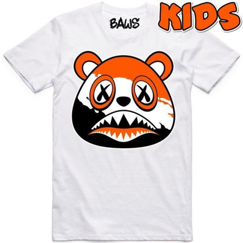 BAWS Kids 'Orange Splash Baws' T-Shirt (White) - Fresh N Fitted Inc