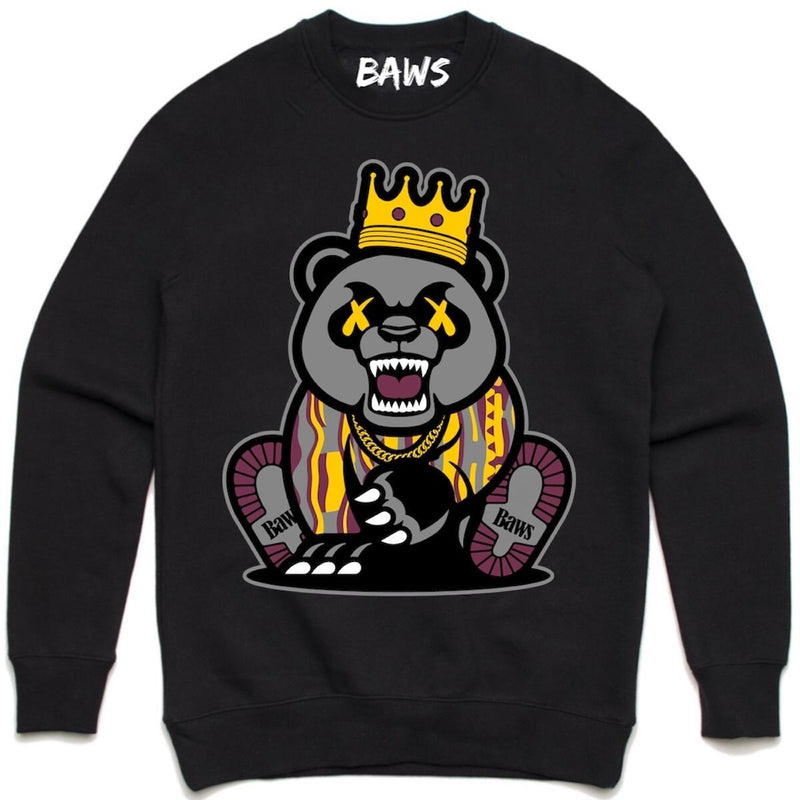BAWS 'Bordeaux Grizzly Baws' Crewneck (Black) - Fresh N Fitted Inc