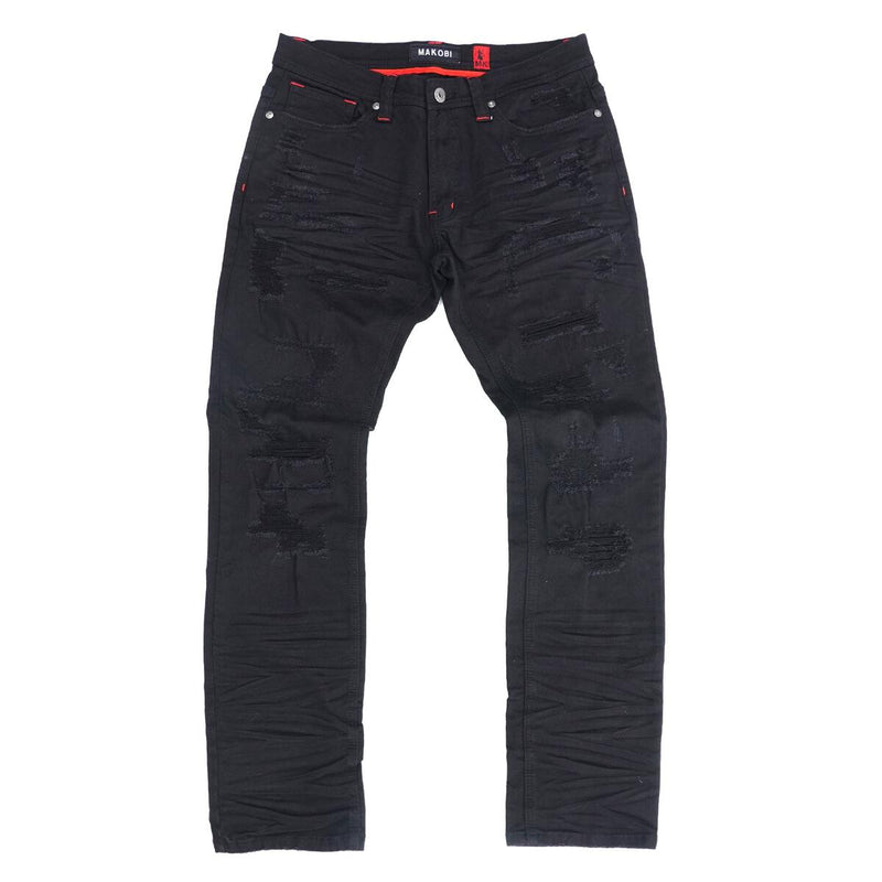 Makobi All Over Shredded Jeans (Black/Black) M1928 - Fresh N Fitted Inc
