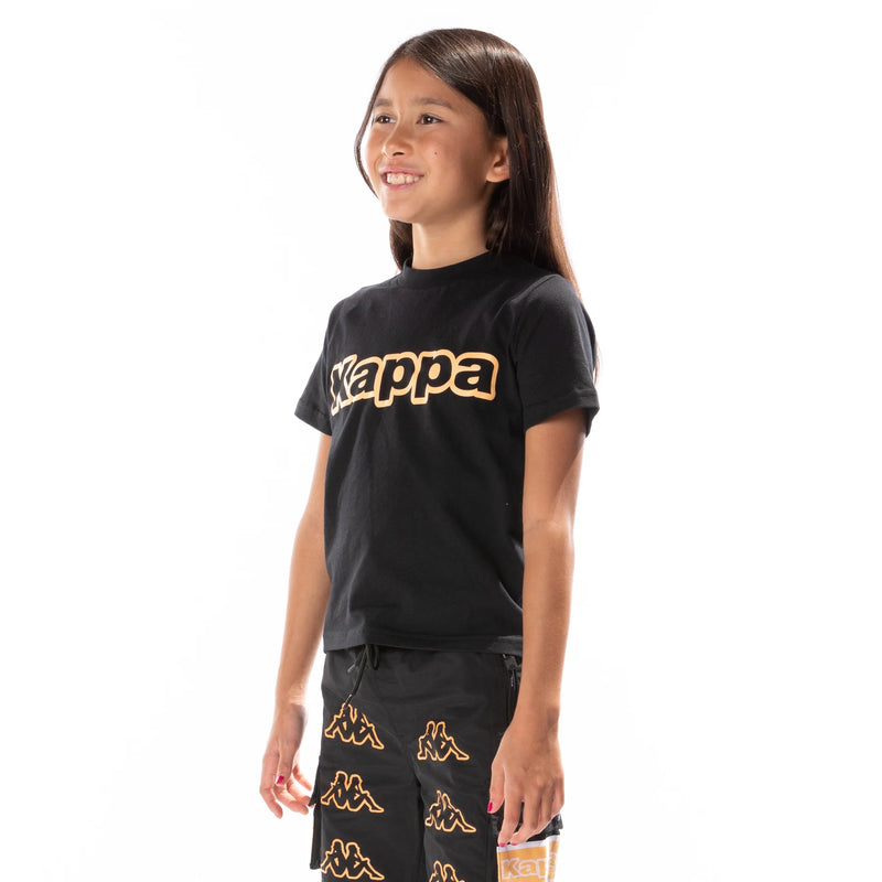 Kappa Kids 'Logo Tape Erco' T-Shirt (Black/Smoke Orange) 371B7VW - Fresh N Fitted Inc