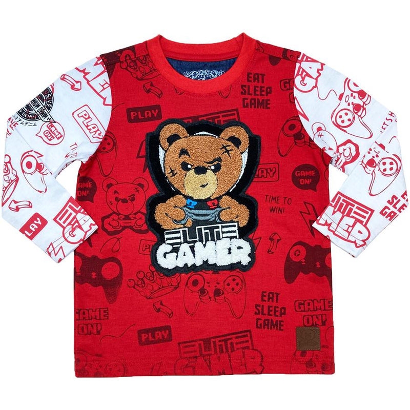 Elite Denim Kids 'Gamer Red ' Long Sleeve Tee 4057-JR - Fresh N Fitted Inc