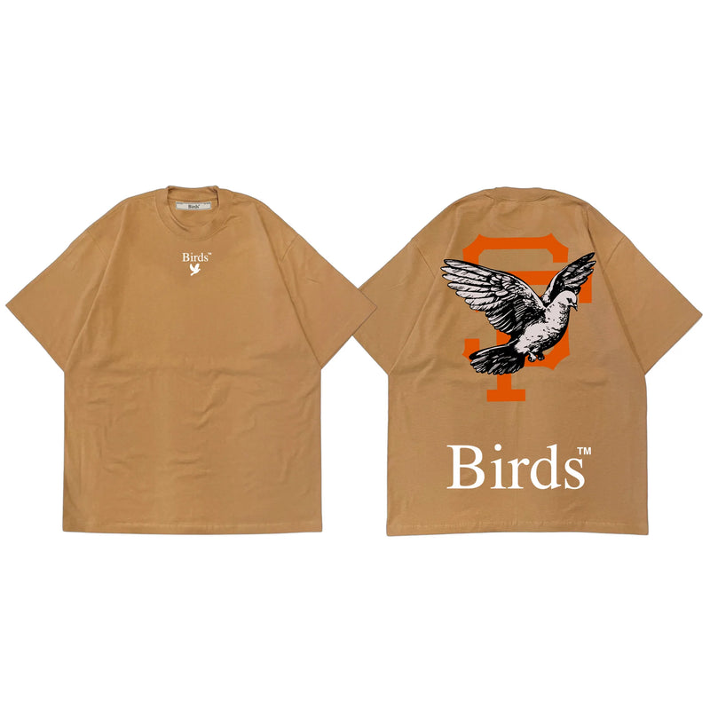 Birds "Logo" Sand Oversized S/S T-Shirt - Fresh N Fitted Inc