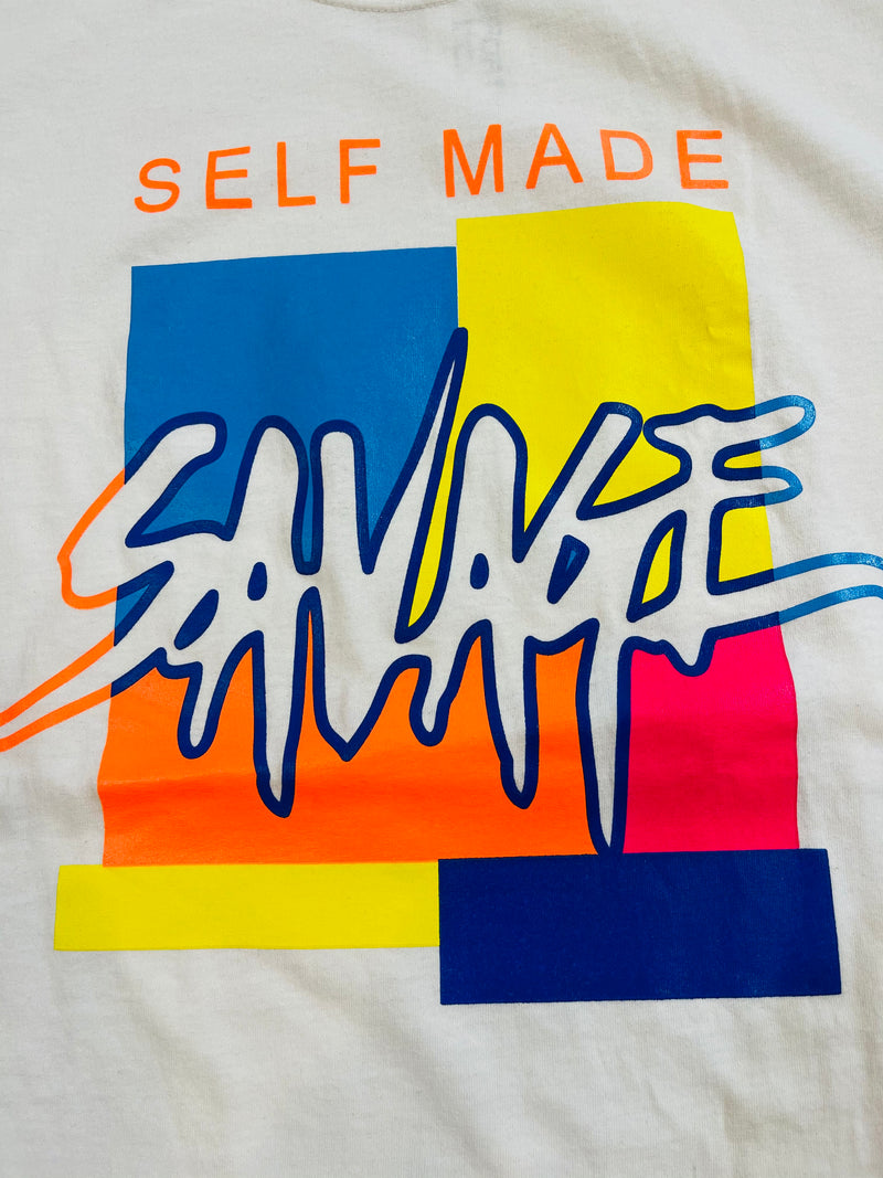 3Forty Inc. 'Self Made Savage' T-Shirt (White/Neon) - Fresh N Fitted Inc