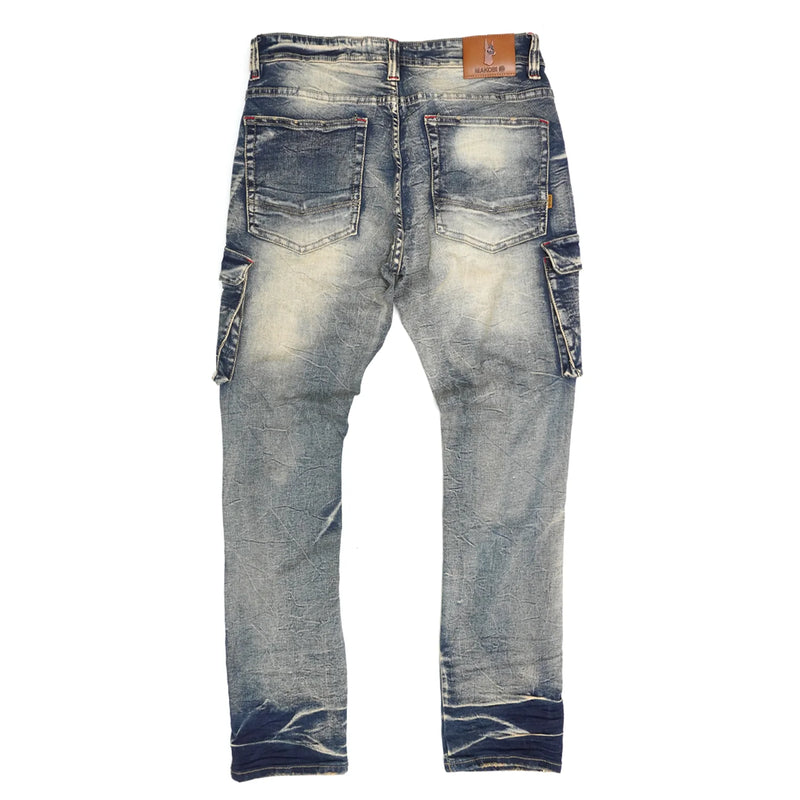 Makobi 'Lagos' Biker Jeans w/Side Pockets (Dirt Wash) M1947 - Fresh N Fitted Inc
