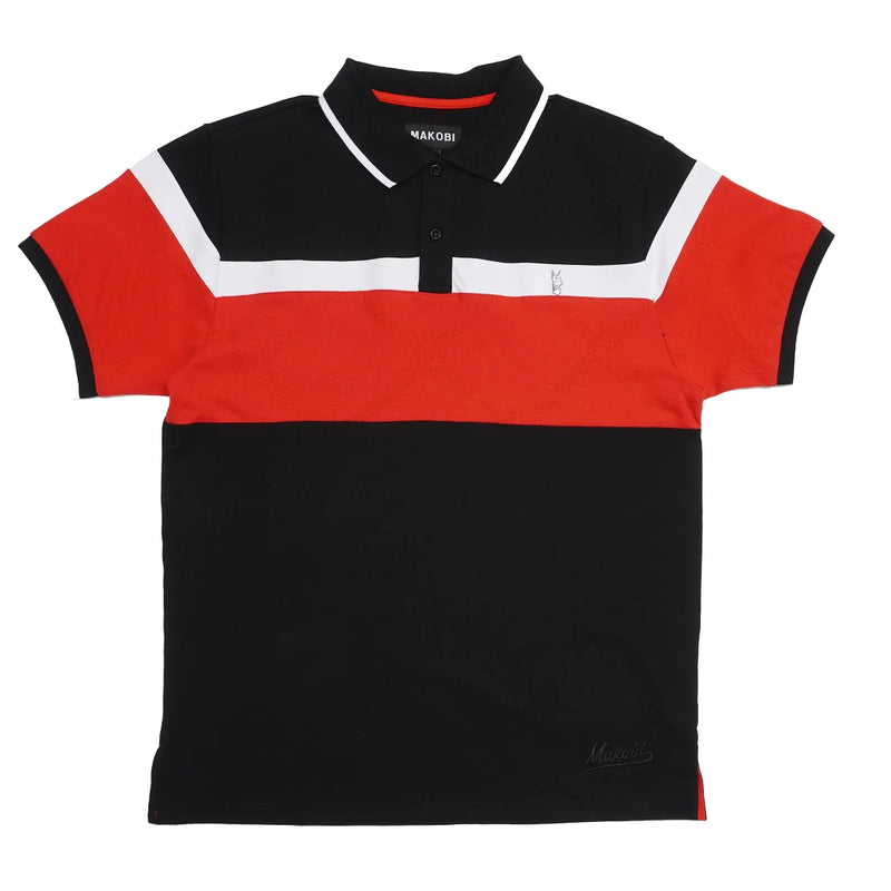 Makobi 'Monogram Horizon' Polo Shirt (Black/Red) M392 - Fresh N Fitted Inc