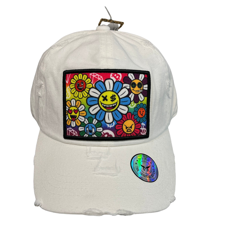 'Flower Party' Dad Hat (White) MUD2170 - Fresh N Fitted Inc