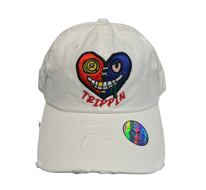 'Trippin Heart' Dad Hat (White) MUD2126 - Fresh N Fitted Inc