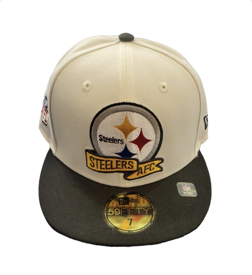 New Era Caps Pittsburg Steelers Black 59FIFTY Fitted Hat Men 6 7/8 - Streetwear -  - Hats 6 7/8