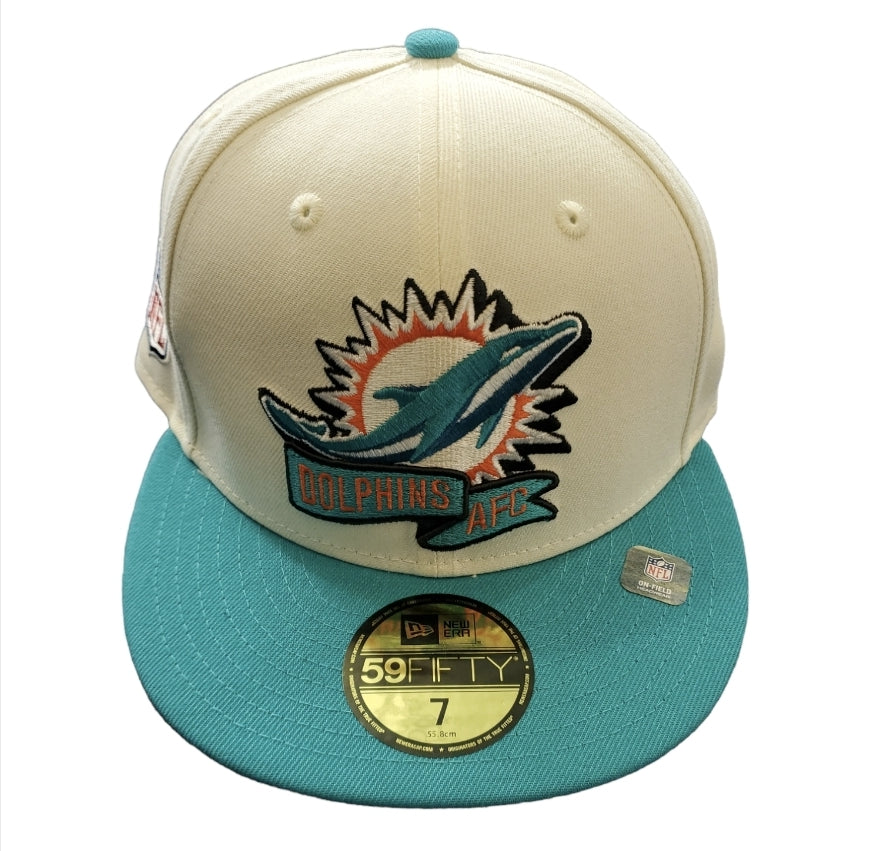 Miami Dolphins New Era Throwback Main 59FIFTY Fitted Hat - Aqua