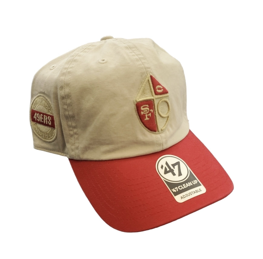 47 Brand 'San Francisco 49ers' Sidestep Clean Up Hat (Cream/Red