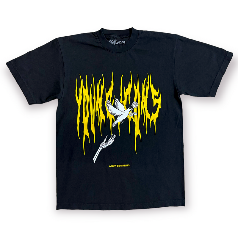 Yumm 'A New Beginning' Vintage Fit T-Shirt (Black/Yellow) YM2004 - Fresh N Fitted Inc
