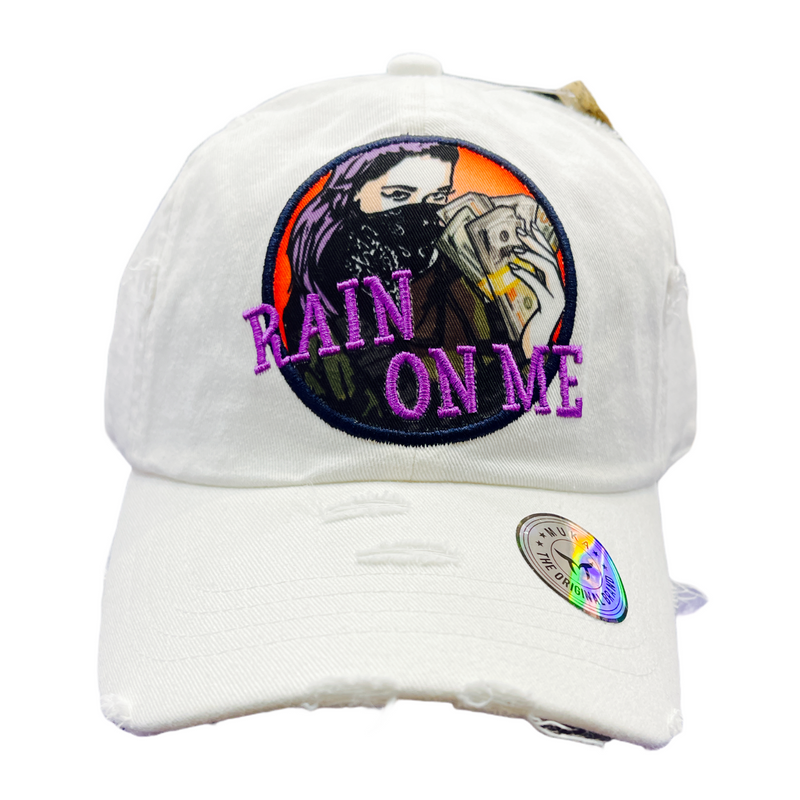 'Rain On Me' Dad Hat (White) MUD2155 - Fresh N Fitted Inc