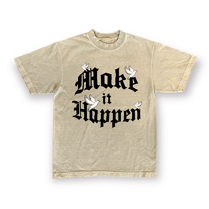 Yumm 'Make It Happen' Vintage Fit T-Shirt (Sand) YM2034-2 - Fresh N Fitted Inc