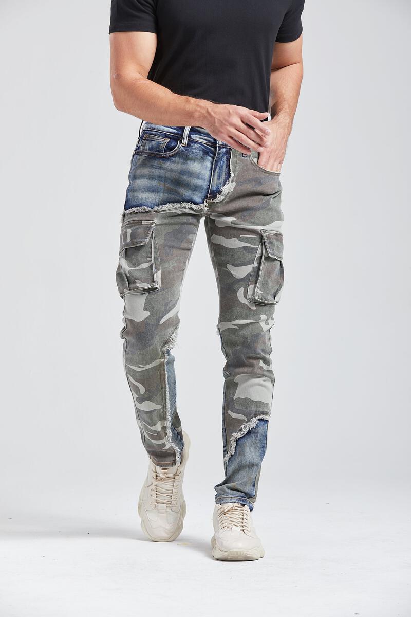 Foreign Local 'Camo'  Cargo Denim (Blue/Camo) FL-2208 - Fresh N Fitted Inc