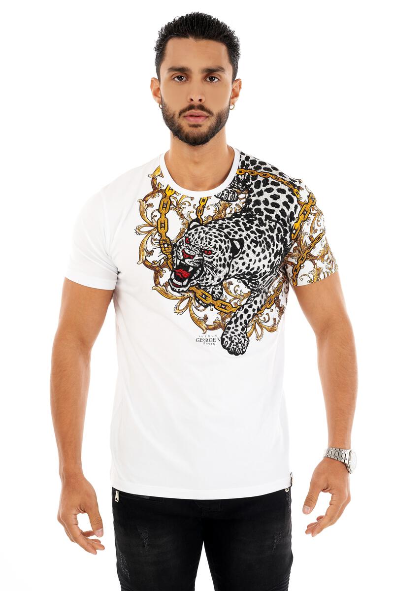 George V 'Leopard Tee (White)  GV2350T - Fresh N Fitted Inc