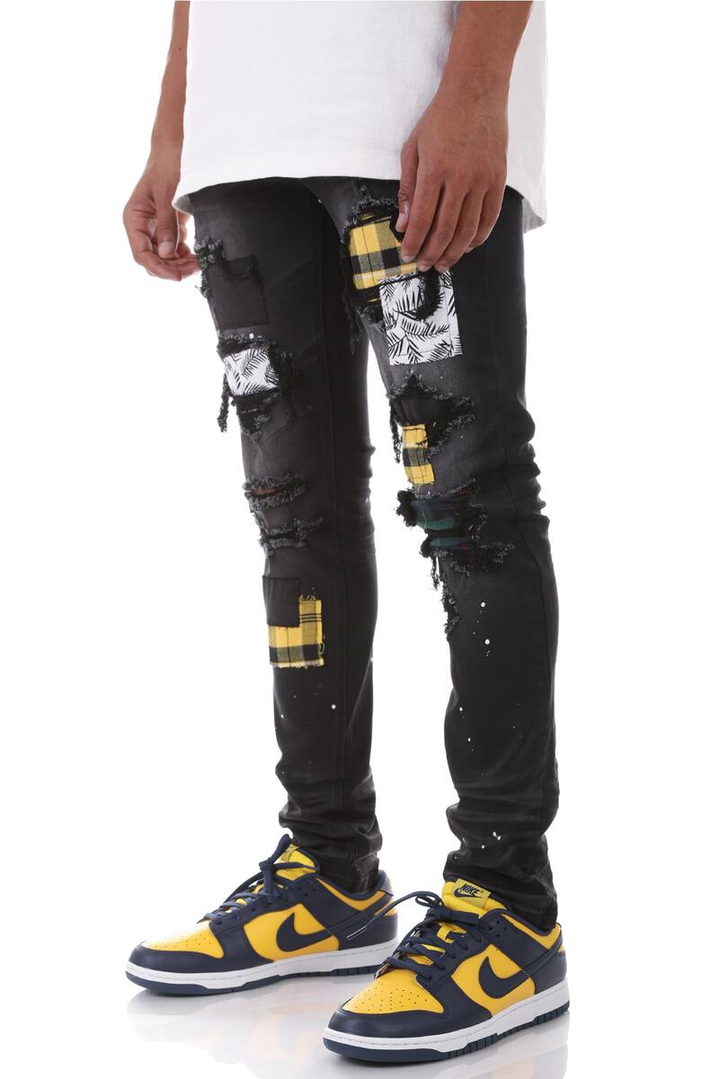 KDNK 'Multi Patched' Denim (Black) KND4457 - Fresh N Fitted Inc