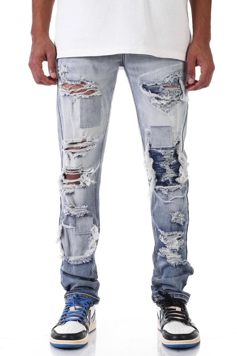KDNK 'Ripped Distressed' Jeans (Faded Blue) KND4494 - Fresh N Fitted Inc