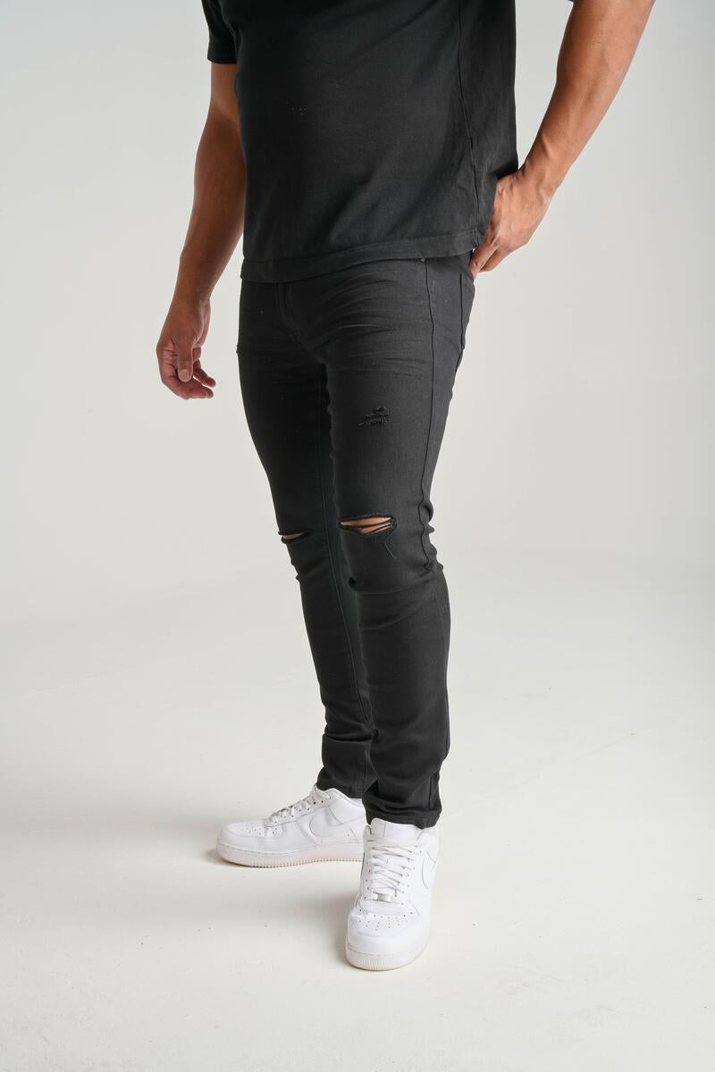 Spark Ripped Twill Jeans (Jet Black) 1913 - Fresh N Fitted Inc