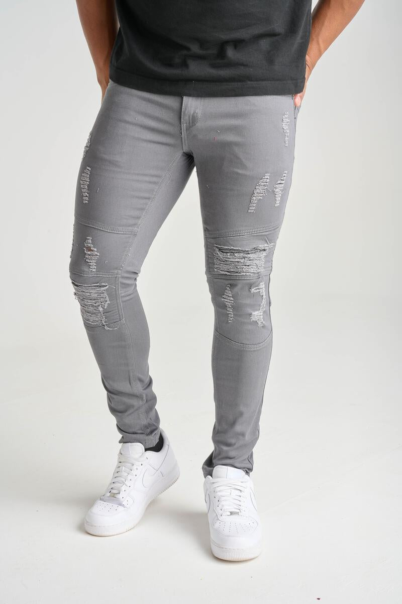 Spark Ripped Twill Jeans (L.Gray) 11007 - Fresh N Fitted Inc
