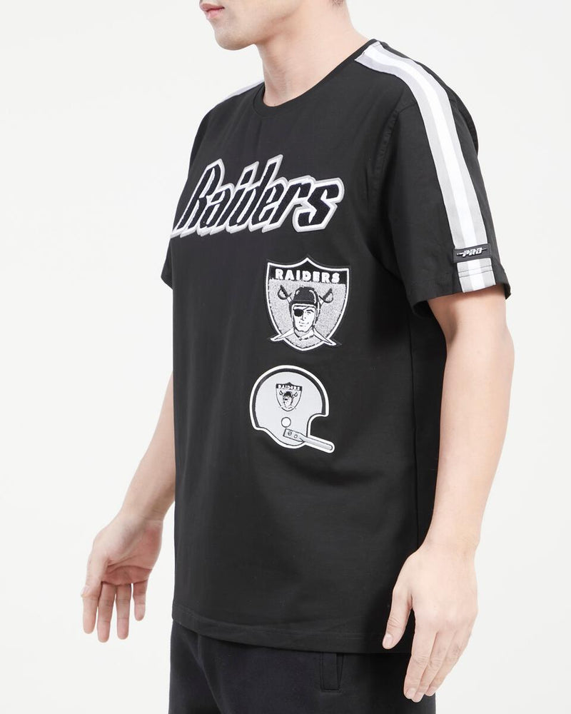 Pro Standard Las Vegas Raiders Retro Classic Striped T-Shirt (Black/Grey) FOR143566 - Fresh N Fitted Inc