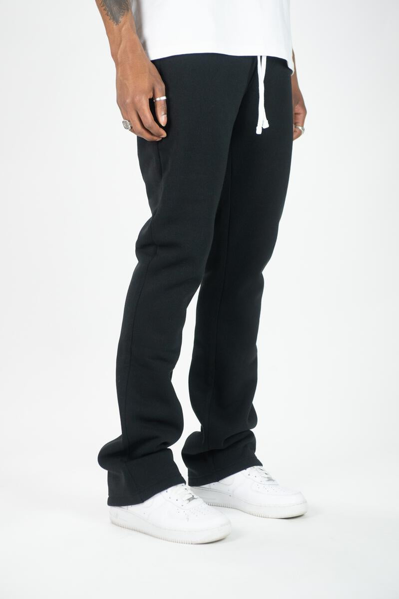 Rebel Minds Sweats Stacked Pants (Black) 100-475 - Fresh N Fitted Inc