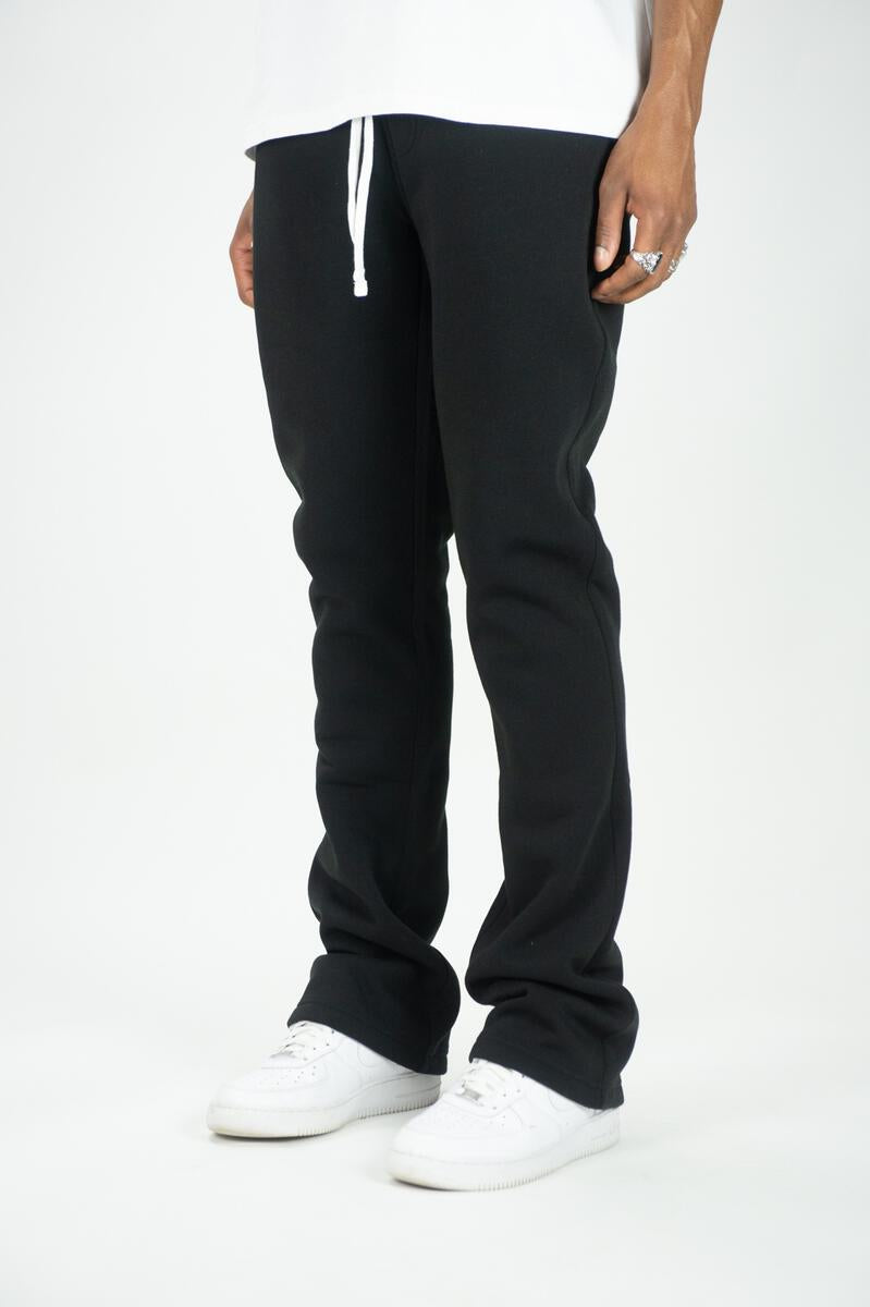 Rebel Minds Sweats Stacked Pants (Black) 100-475 - Fresh N Fitted Inc