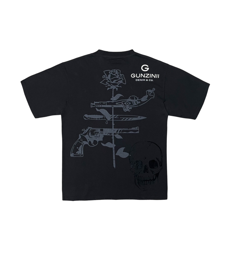 Gunzinii 'Rose & Weapons' T-Shirt (Black) GZ205 - Fresh N Fitted Inc