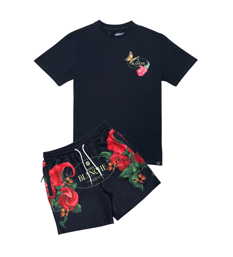 Civilized 'Butterfly Roses' Shorts (Black) CV5423 - Fresh N Fitted Inc