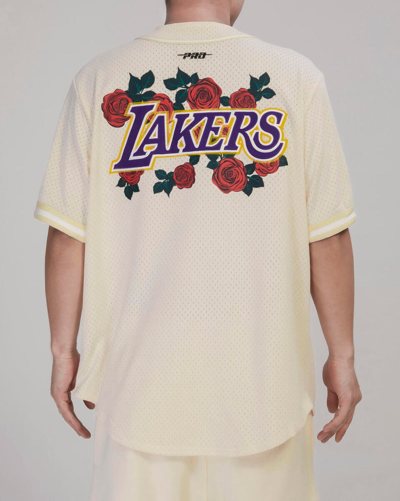 Pro Standard 'Los Angeles Lakers' Roses Button Up Jersey (eggshell) BLL155884 - Fresh N Fitted Inc