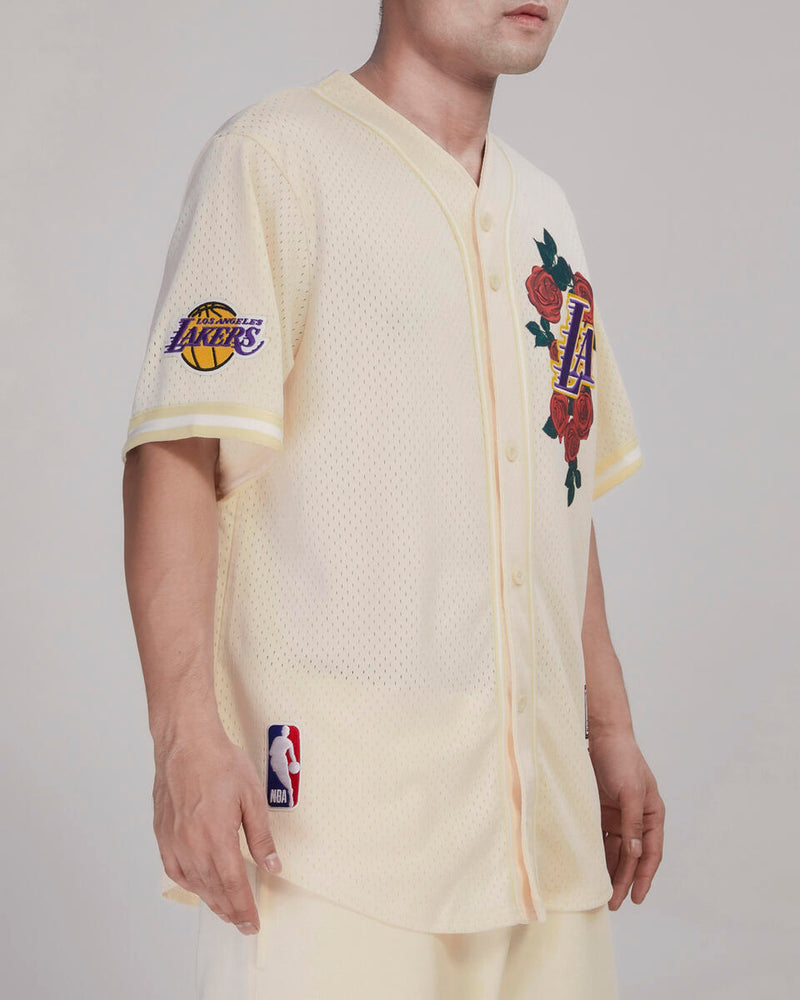Pro Standard 'Los Angeles Lakers' Roses Button Up Jersey (eggshell) BLL155884 - Fresh N Fitted Inc
