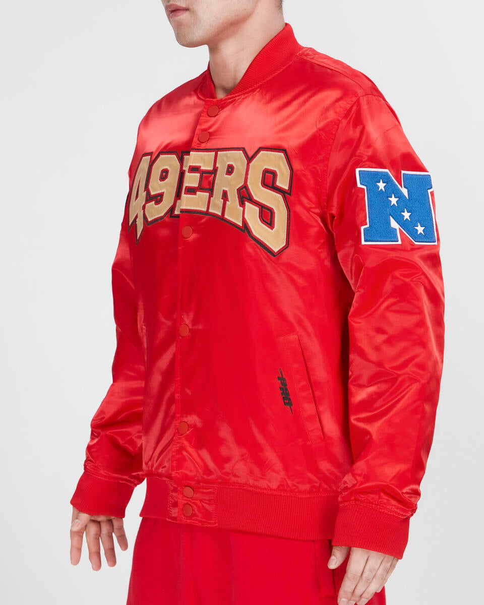 San Francisco 49ers Mash Up Logo Satin Jacket (Black) FS4641881