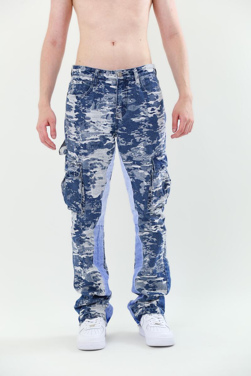 Armor Jeans Cargo Stacked Denim (Blue) - Fresh N Fitted Inc