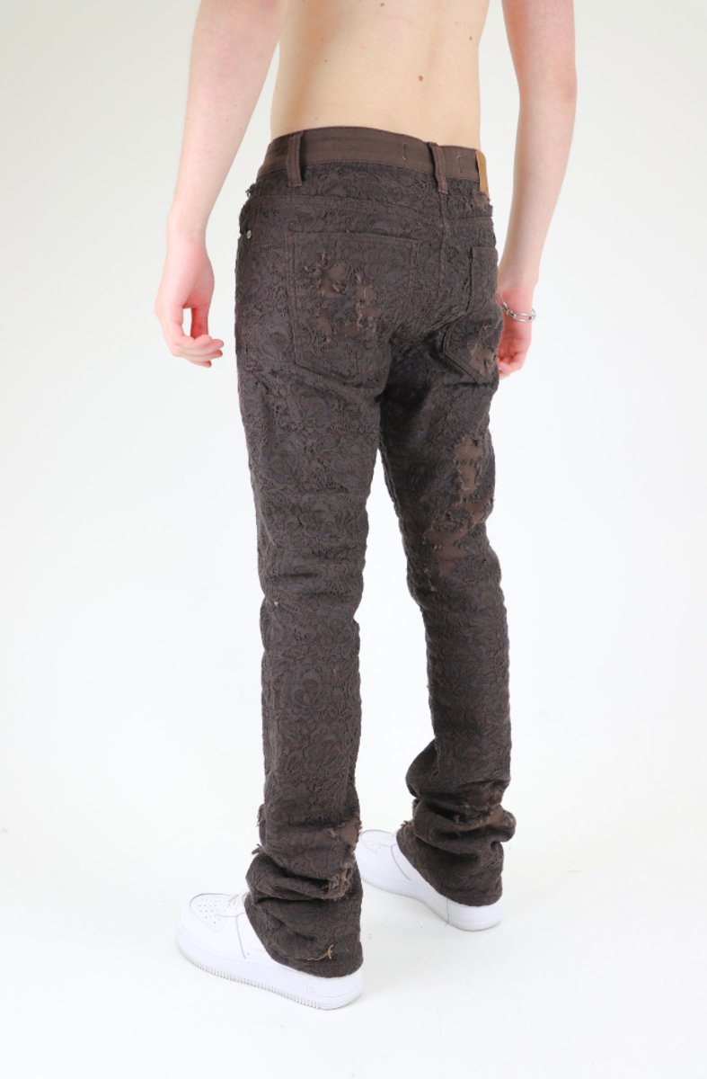 Armor Jeans Lace Stacked Denim (Brown) - Fresh N Fitted Inc