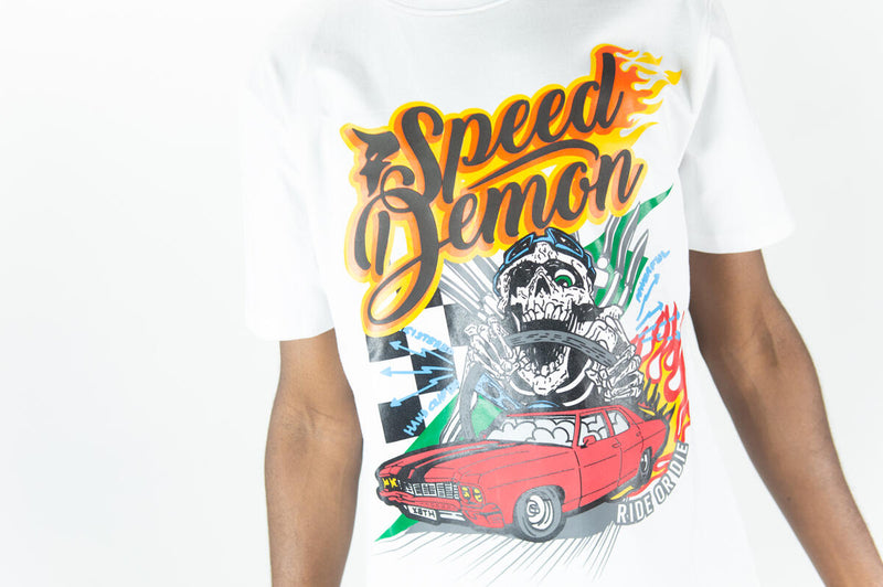 Rebel Minds 'Speed Demon' Graphic T-Shirt (White) 141-146