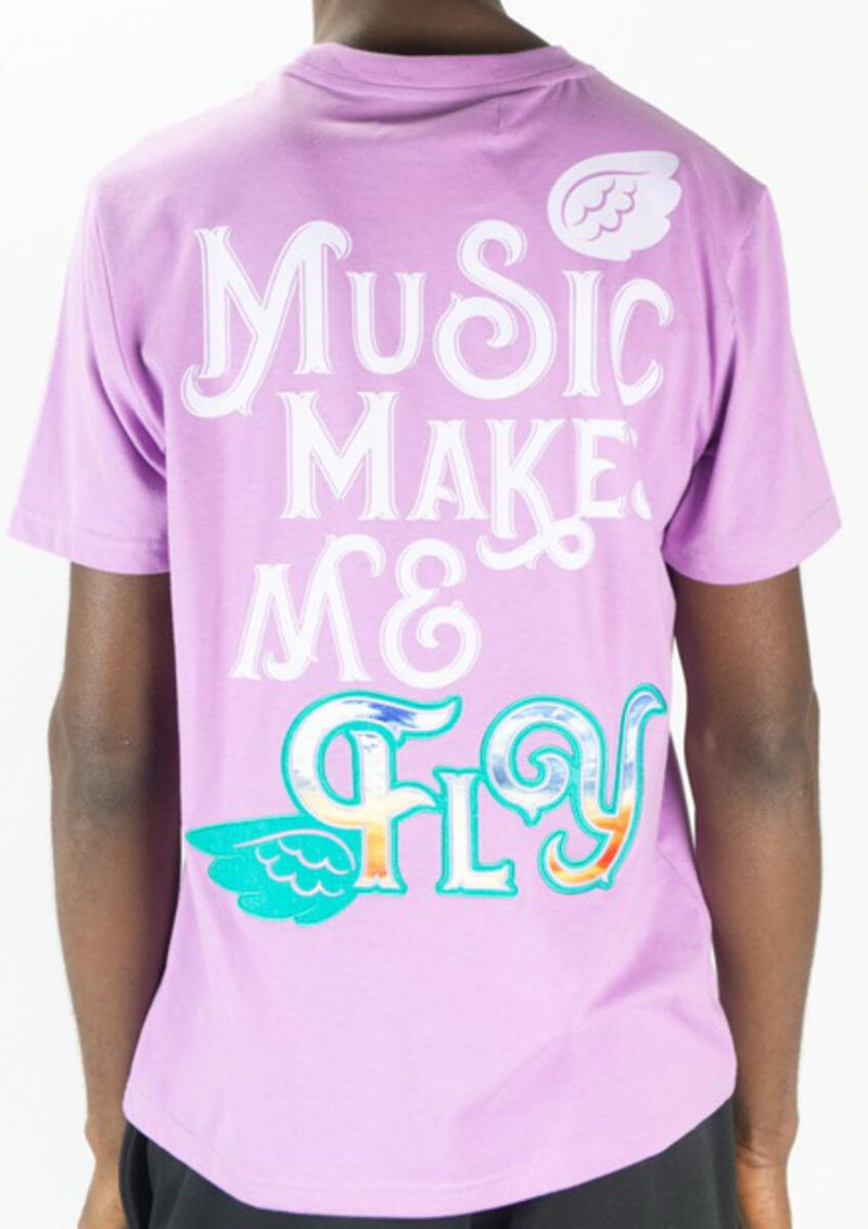 Rebel Minds 'Music Makes Me Fly' Graphic T-Shirt (Lt-Violet) 141-160