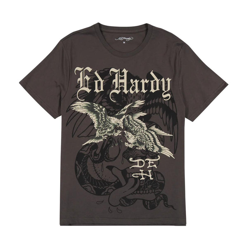 Ed Hardy 'Eagle Battle' T-Shirt (Charcoal) EHMD1100-95