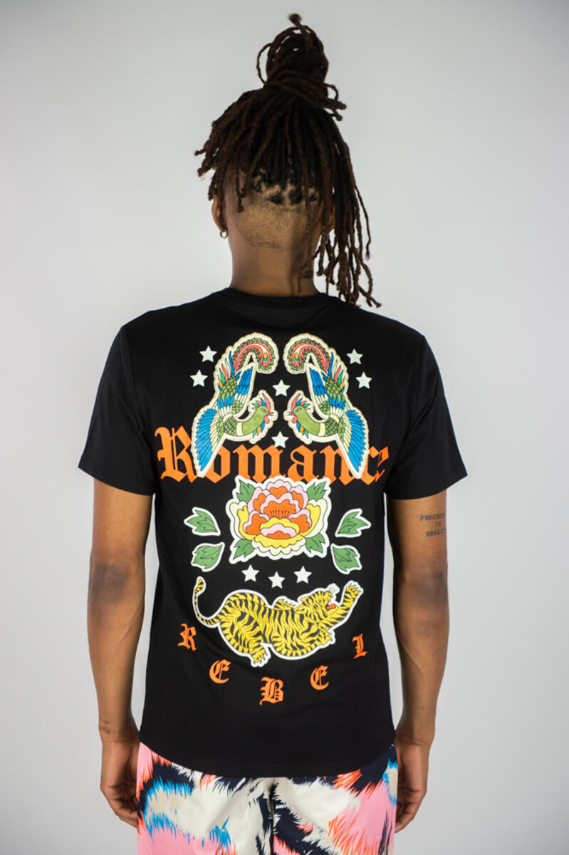 Rebel Minds 'Romance Tiger Patch' Graphic T-Shirt (Black) 141-184