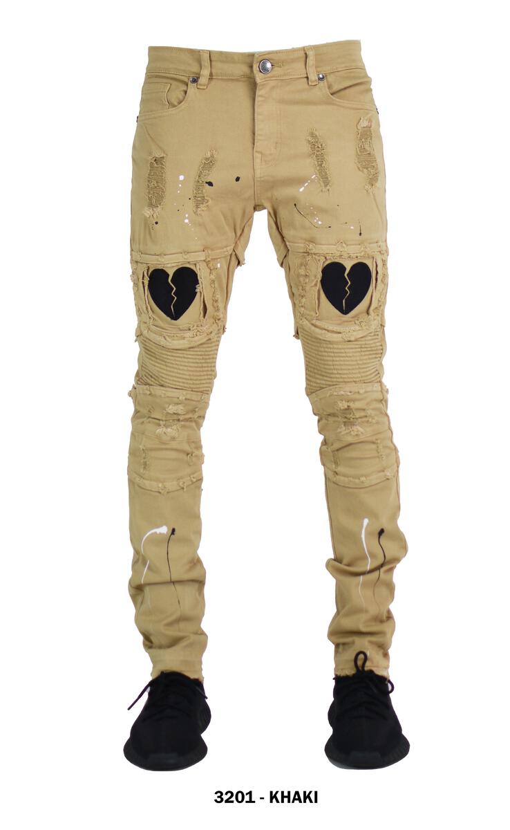 Focus Heartbreak Denim w/Splatter (Khaki) 3201