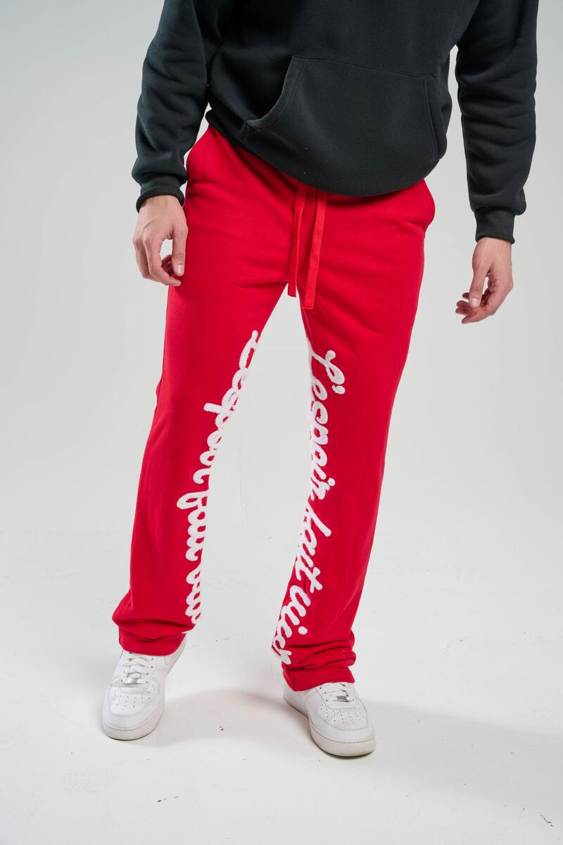 Taker 'We All Live In Hope' French Terry Flare Fleece Pants (Red) B2109 - Fresh N Fitted Inc