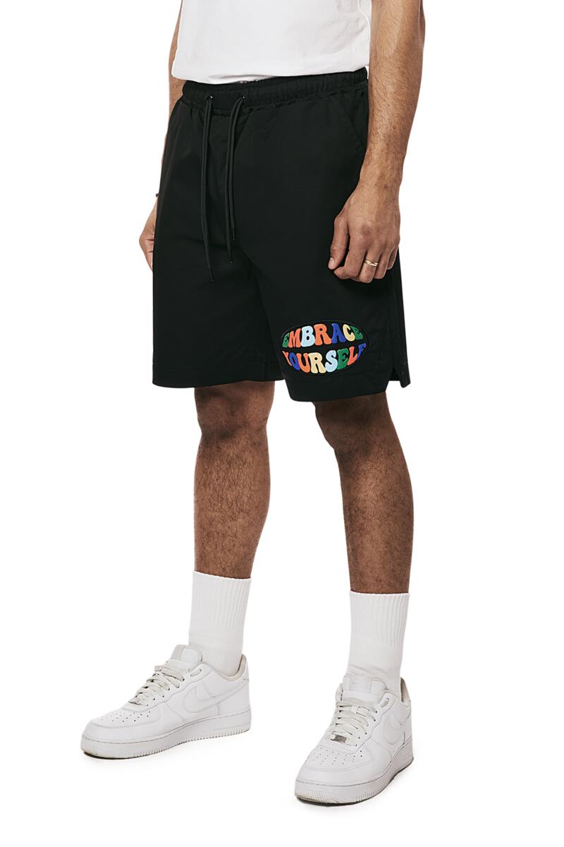 Smoke Rise 'Graphic' Twill Shorts (Black) JS24399 - FRESH N FITTED-2 INC